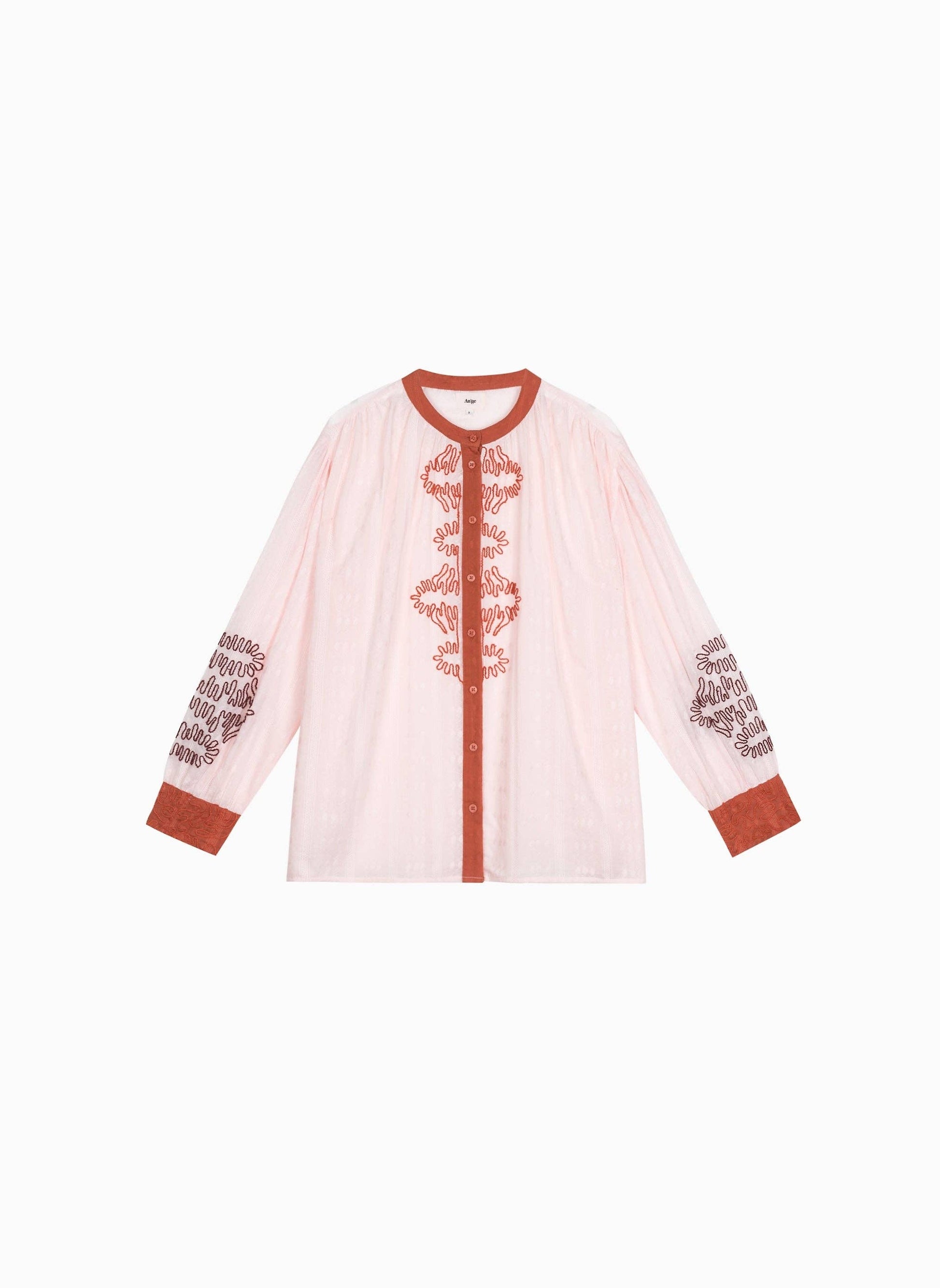 Camicia rosa SISKA ricamata in popeline di cotone