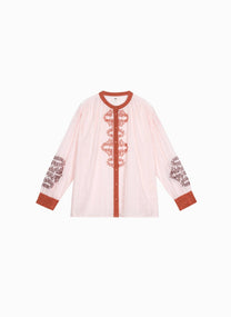 Camicia rosa SISKA ricamata in popeline di cotone