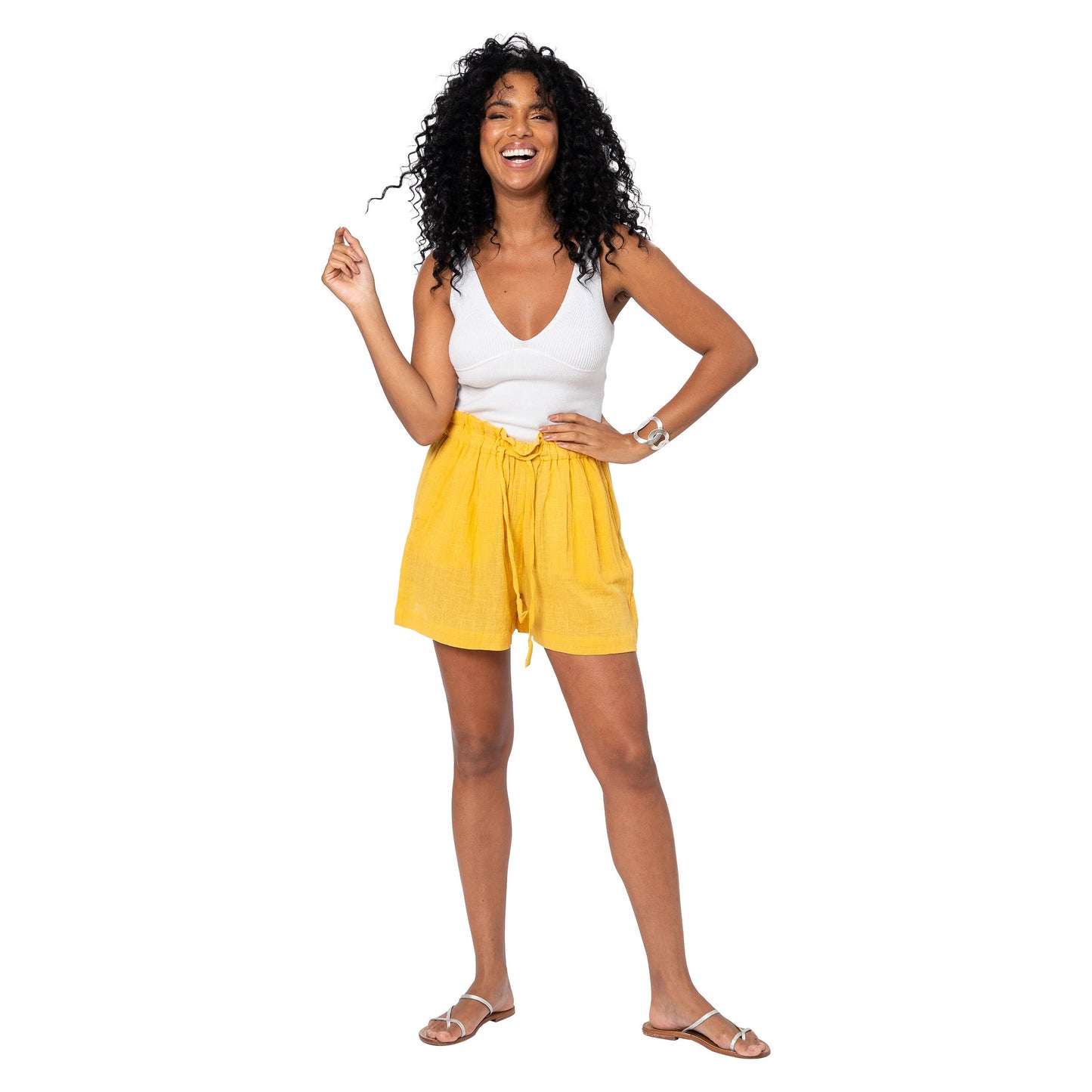 Pantaloncini estivi in cotone gialli
