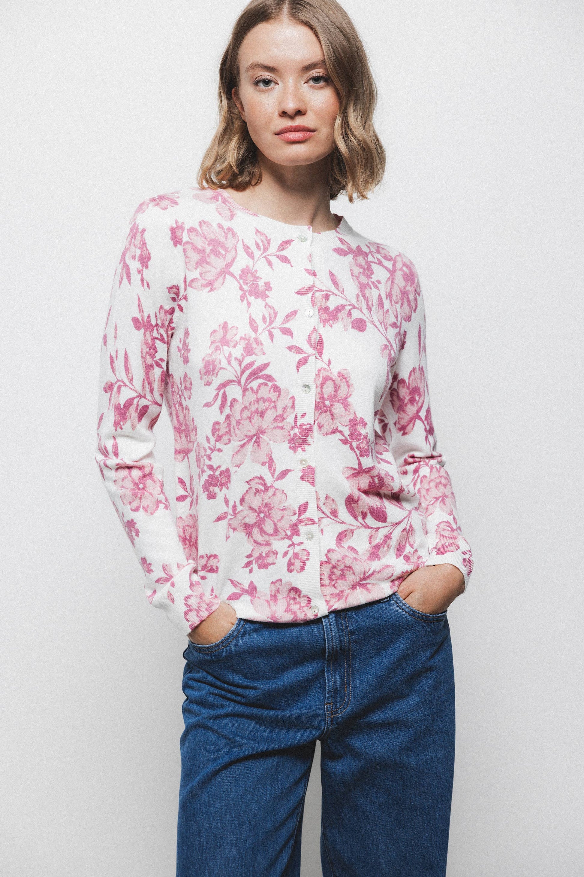 Cardigan in maglia con motivo floreale
