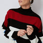 Maglione tunica a righe con collo alto