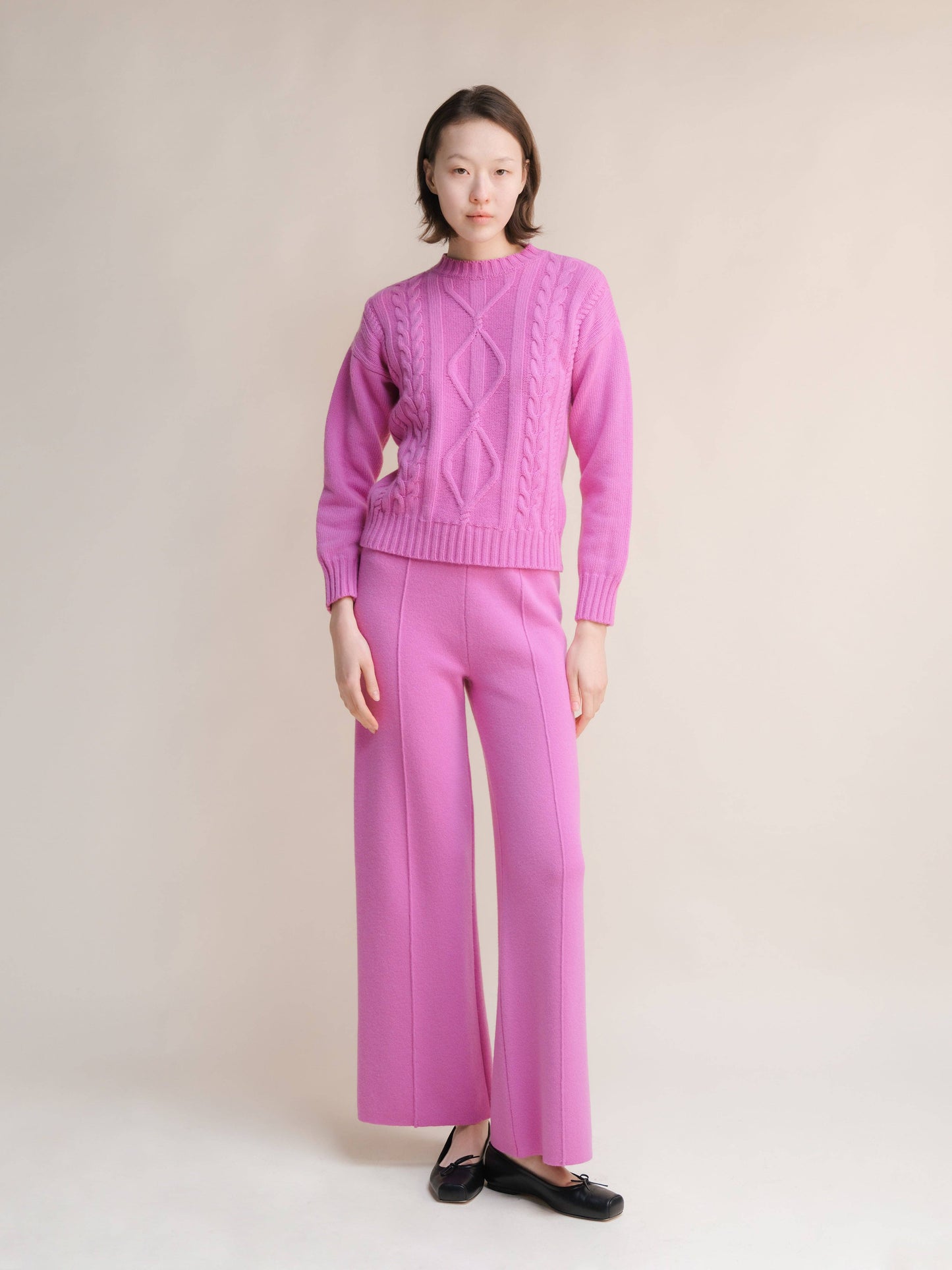 Maglione a trecce in misto cashmere