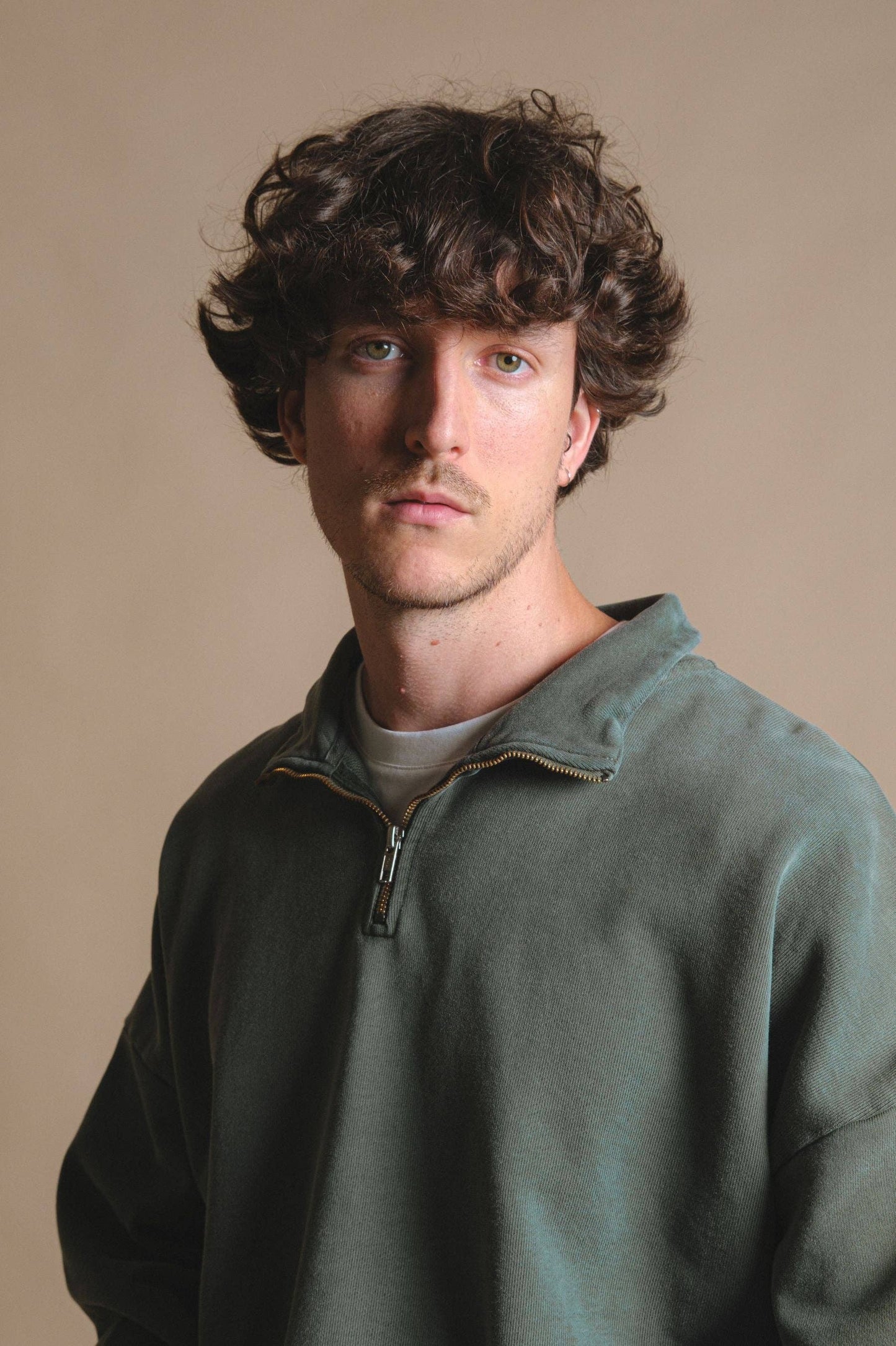 Maglione oversize super pesante con zip a un quarto verde Kombu