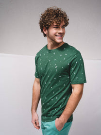 T-shirt basic in cotone con micro stampa e logo ricamato