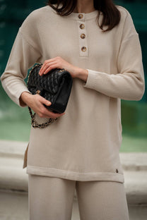 Maglia lunga testurizzata con bottoni