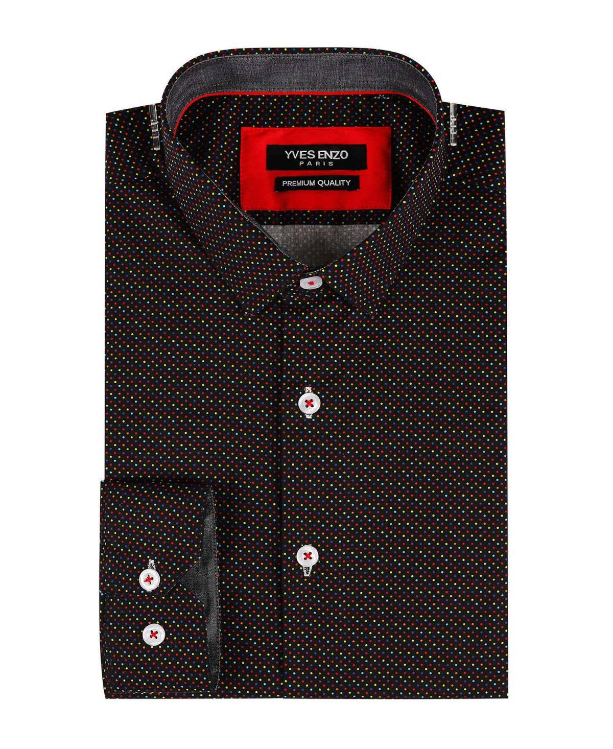 Camicia slim fit elasticizzata con stampa digitale a pois