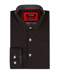Camicia slim fit elasticizzata con stampa digitale a pois