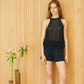 Top halter in cotone crochet traforato