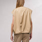 Gilet oversize beige con zip e tasche frontali