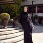 Tunica in organza nera con scollo a V