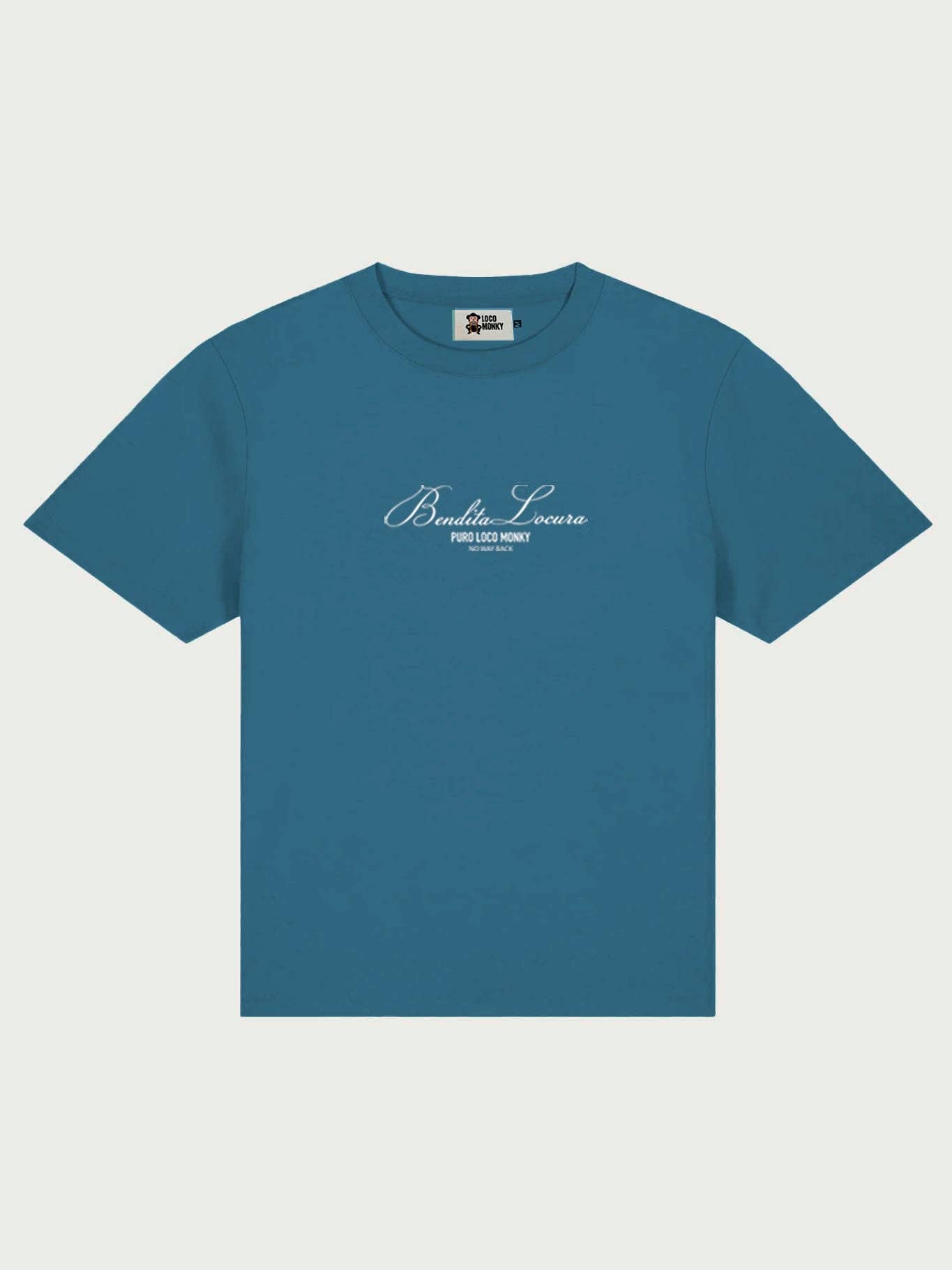 T-shirt donna oversize blu con ricamo Bendita Locura