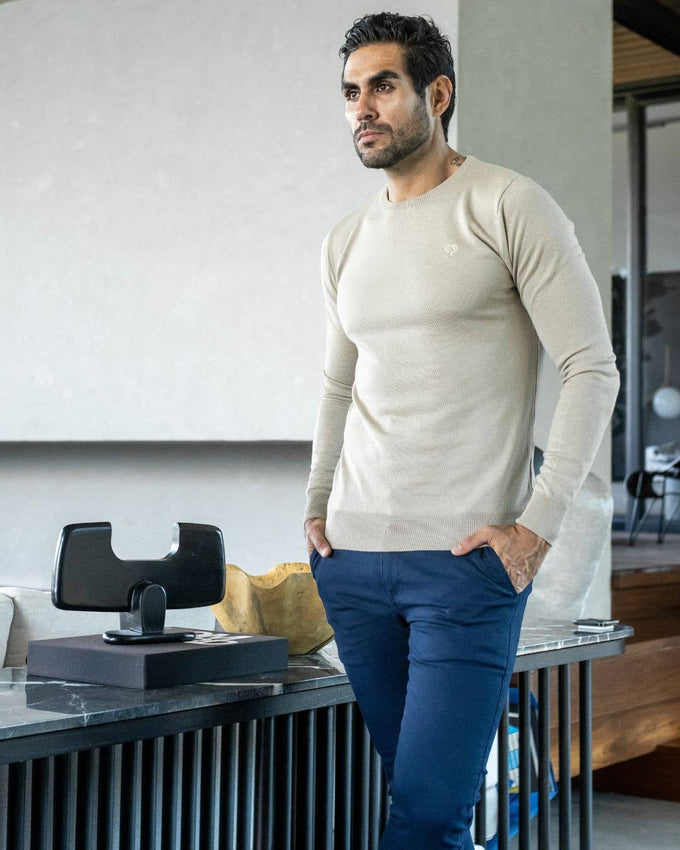 Maglione in cotone Pima beige