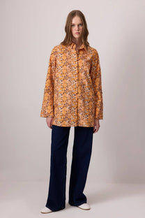 Camicia in cotone floreale vintage con bottoni