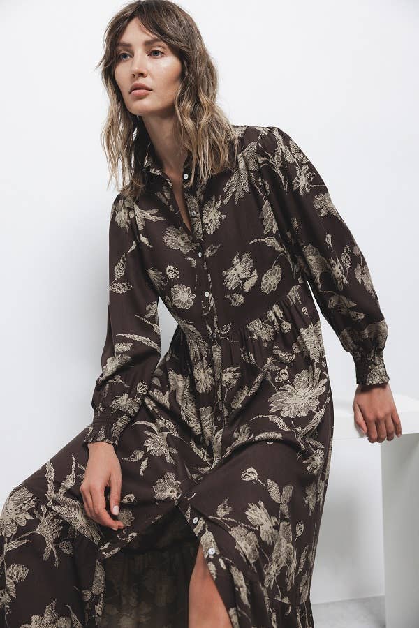 Abito camicia lungo floreale