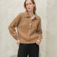 Cardigan polo in misto cashmere con trecce