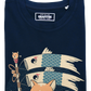 T-shirt unisex blu con stampa gatto giapponese