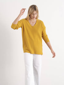 Maglione a coste con scollo a V