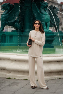 Pantaloni in maglia testurizzata a gamba dritta