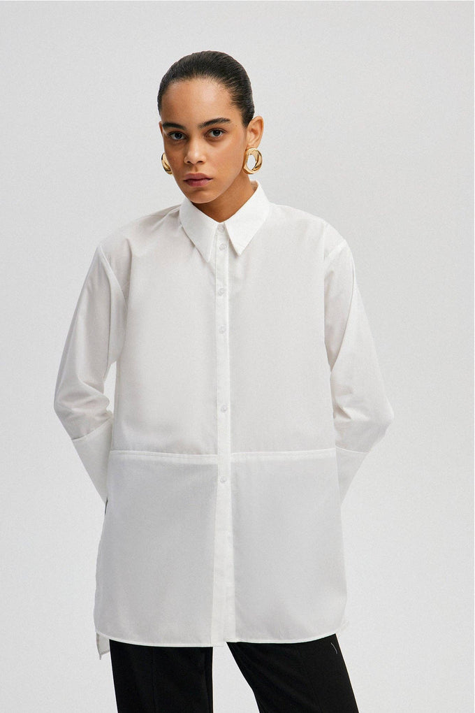 Tunica oversize in popeline con polsini ampi