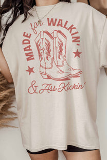 T-shirt oversize con grafica western fatta a mano