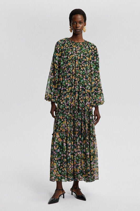 Abito lungo in chiffon floreale