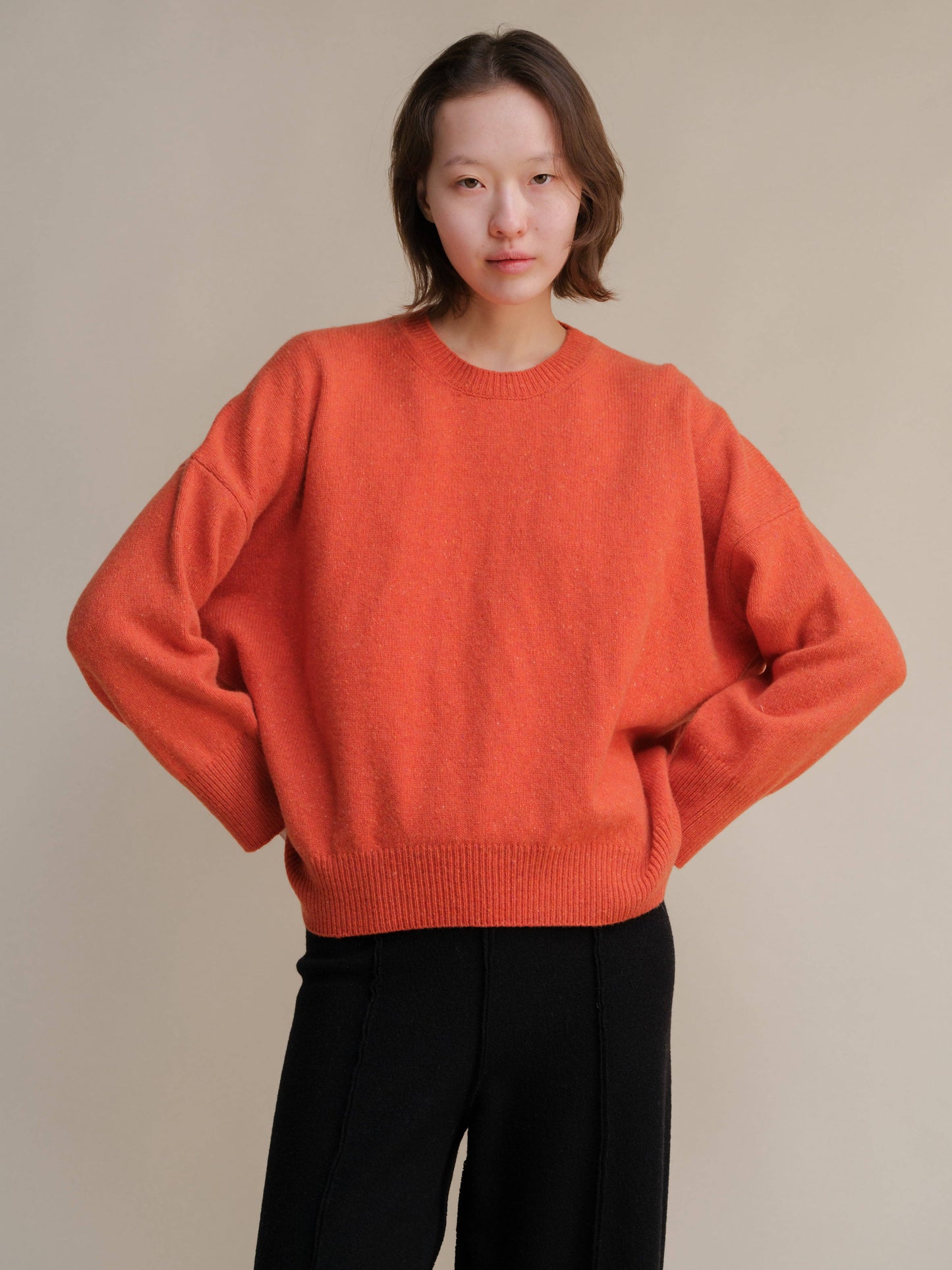 Maglione girocollo oversize effetto tweed