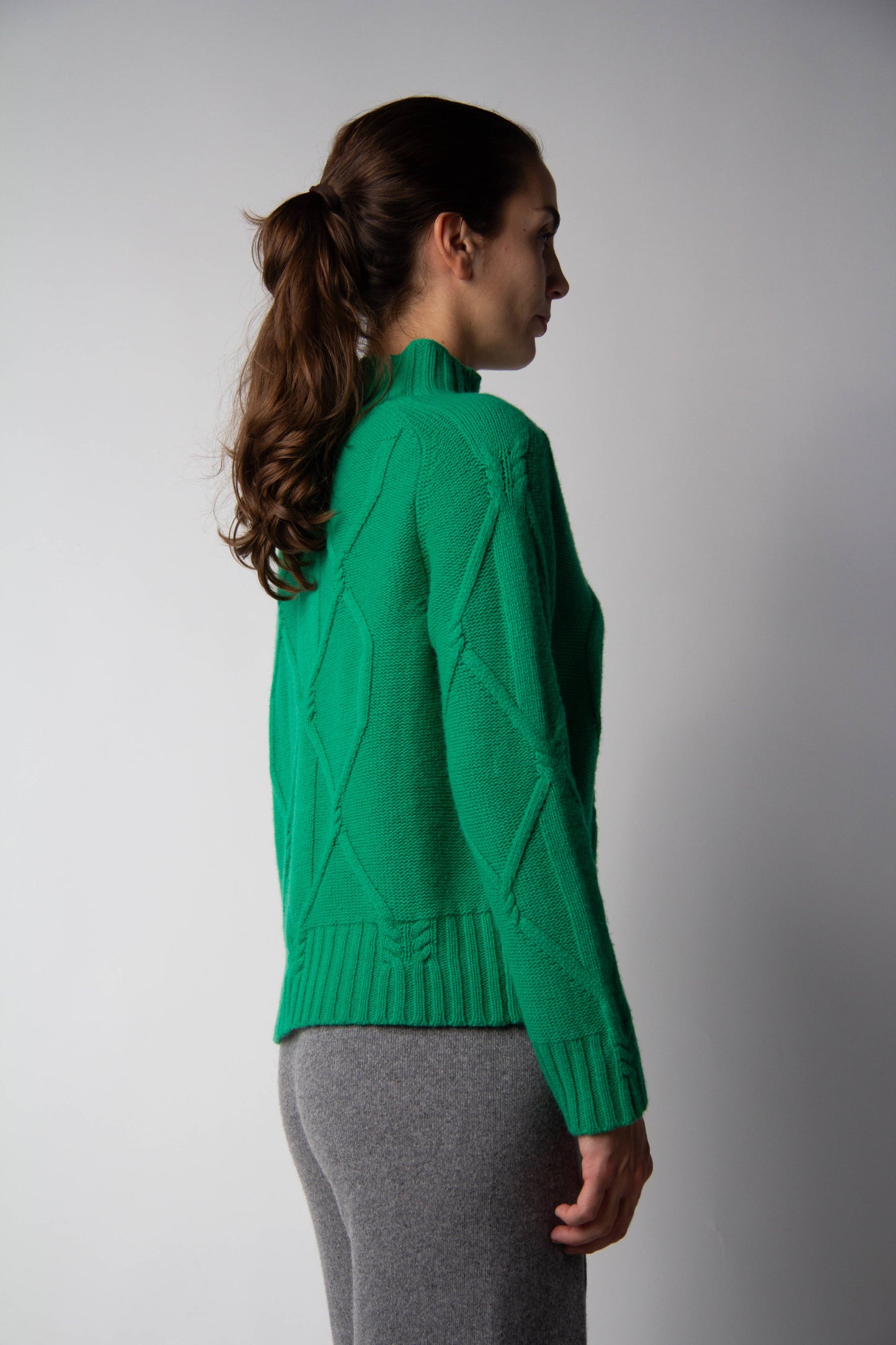 Maglione dolcevita a trecce in misto cashmere