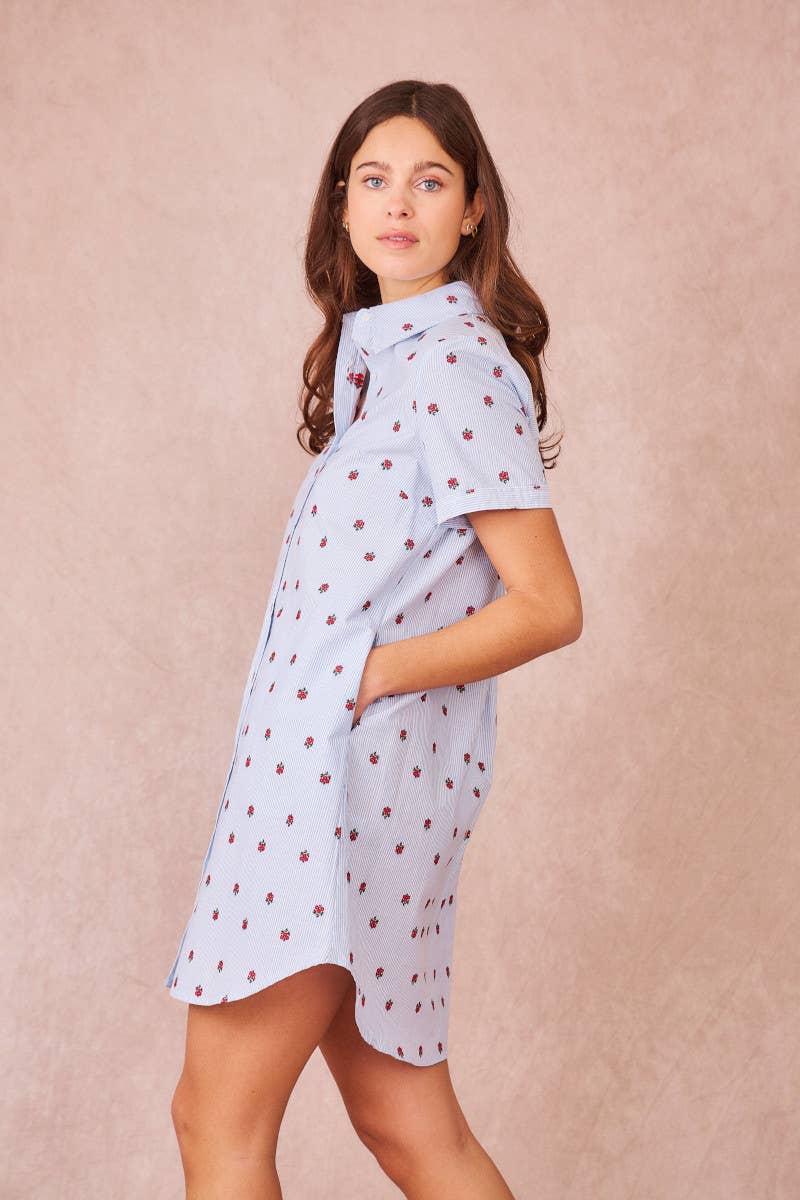 Erica abito camicia ricamato in cotone