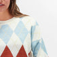 Maglione jacquard a rombi multicolor