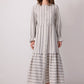Abito camicia maxi in cotone a righe con polsini arricciati