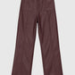 Pantaloni in similpelle a vita alta color vino