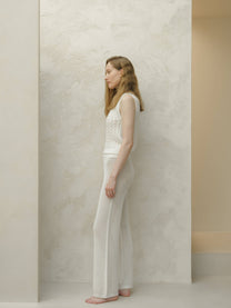 Pantaloni in cotone fine all’uncinetto