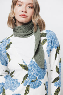 Cardigan jacquard floreale con bottoni