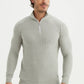 Maglione in cotone con collo alto e mezza zip grigio
