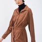 Blusa effetto camoscio con cintura