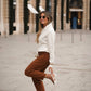 Maglione in maglia con scollo a V e colletto in pizzo