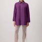 Camicia lunga viola con colletto gioiello