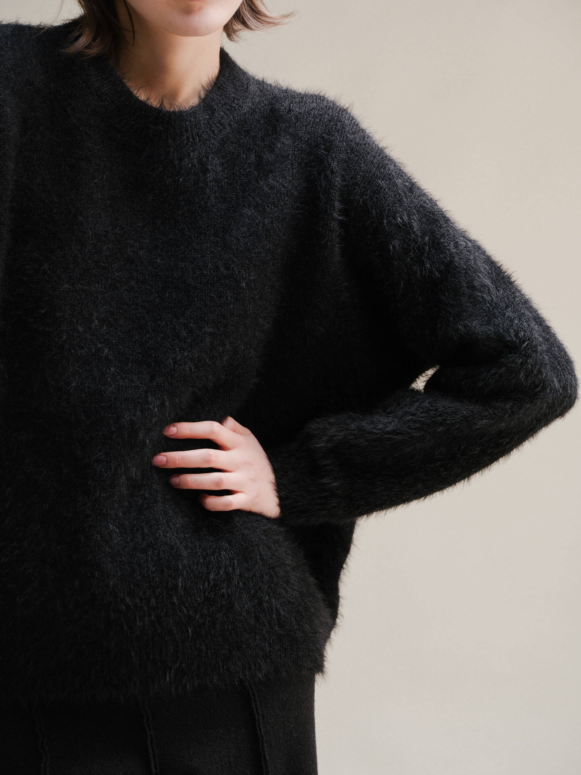 Maglione girocollo in misto baby alpaca