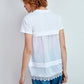 T-shirt in cotone con inserto in pizzo