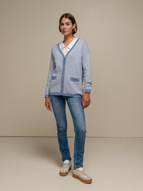 Cardigan in maglia a spina di pesce con bottoni
