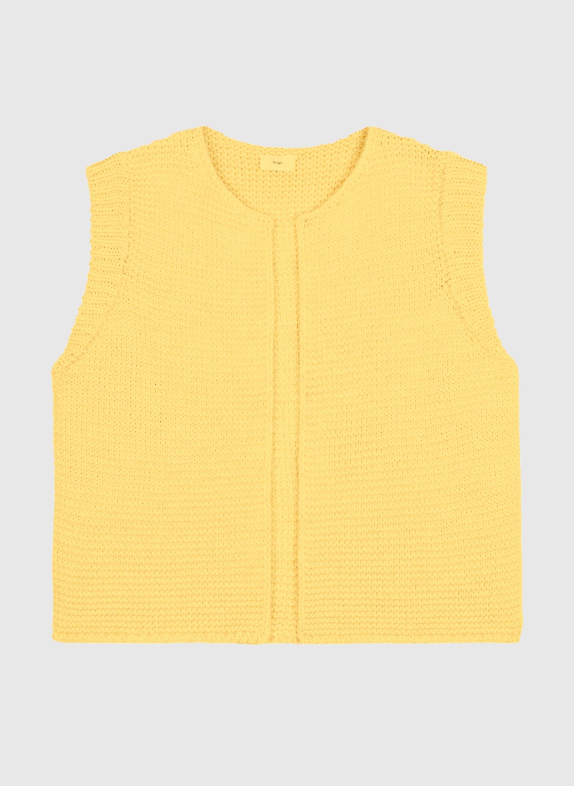 Gilet in maglia giallo senza maniche