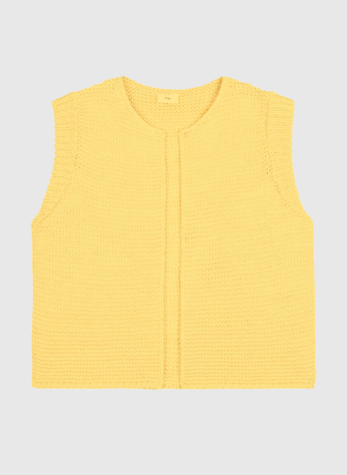 Gilet in maglia giallo senza maniche