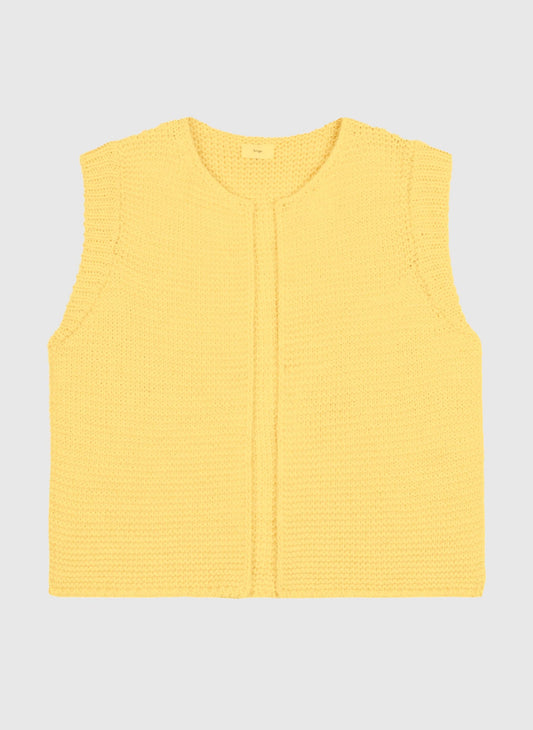 Gilet in maglia giallo senza maniche