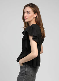 Blusa nera Salek con volant