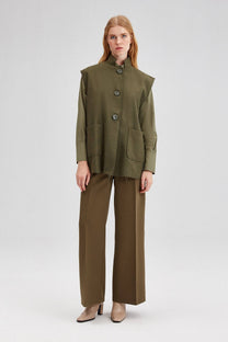 Gilet oversize effetto lana verde oliva