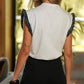 T-shirt in cotone con maniche volant in lurex