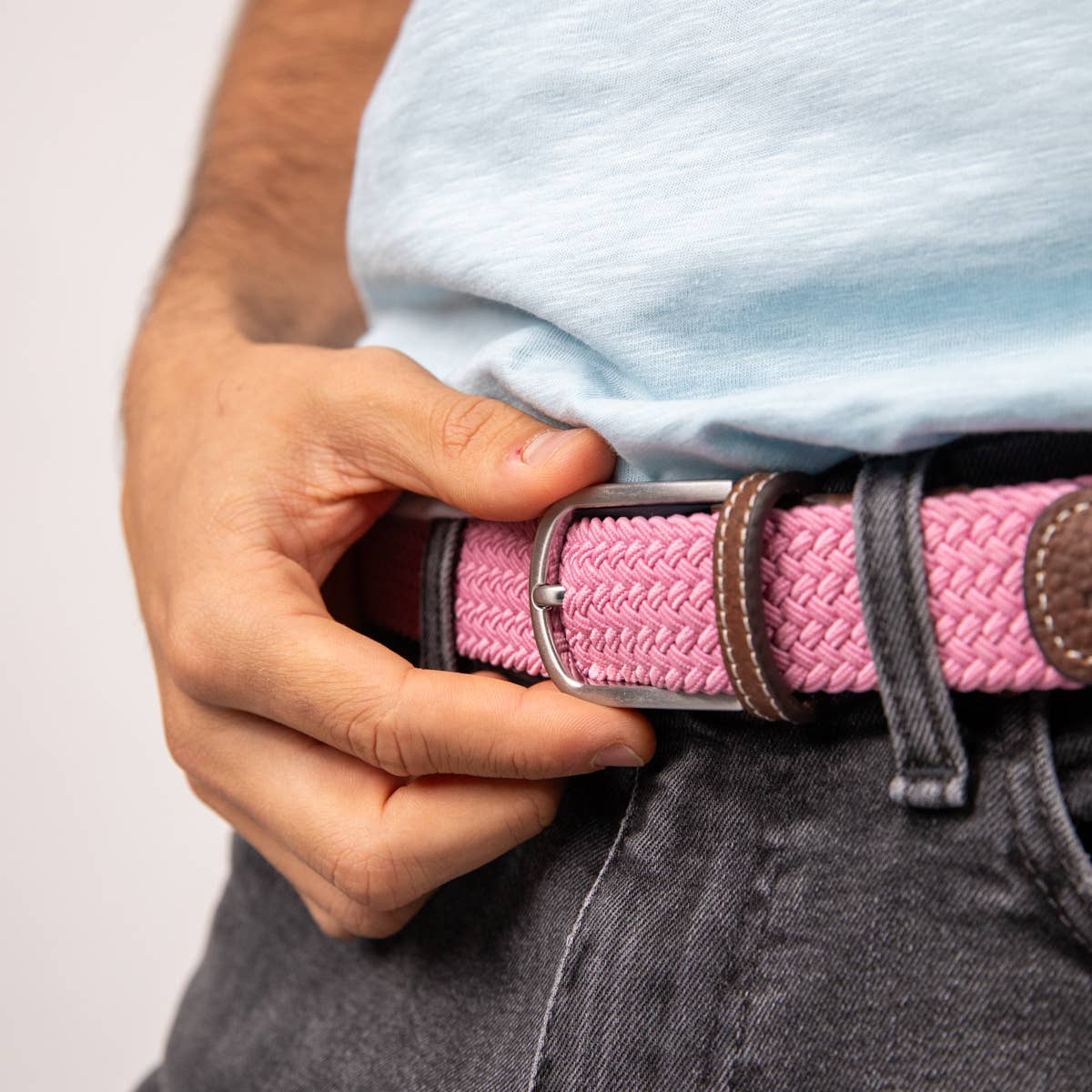 Cintura intrecciata elastica rosa nebbia