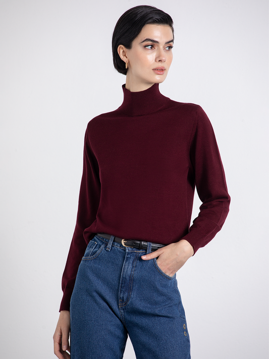 Top a collo alto in maglia morbida