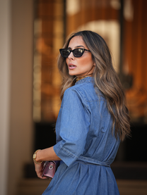 Abito midi in denim Ganga con cintura