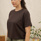 T-shirt boxy in cotone riciclato color tartufo